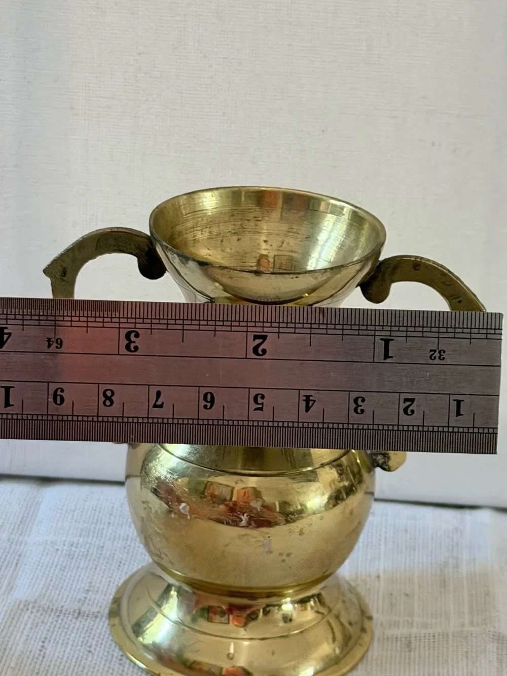 Brass Double-Handled Decorative Vase - Gold Finish